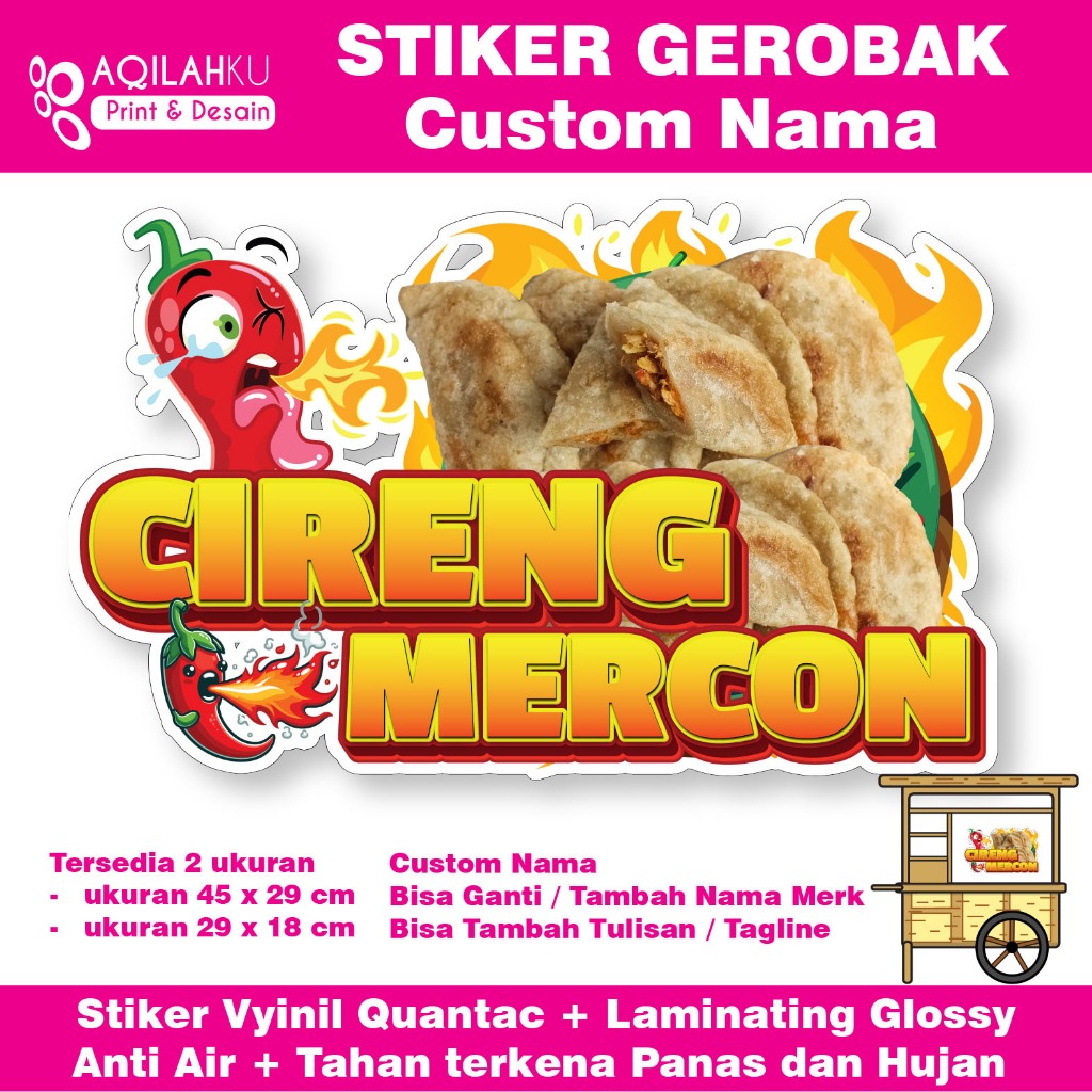 

Stiker Gerobak Cireng Mercon Bisa Custom Nama / Tambah Tulisan