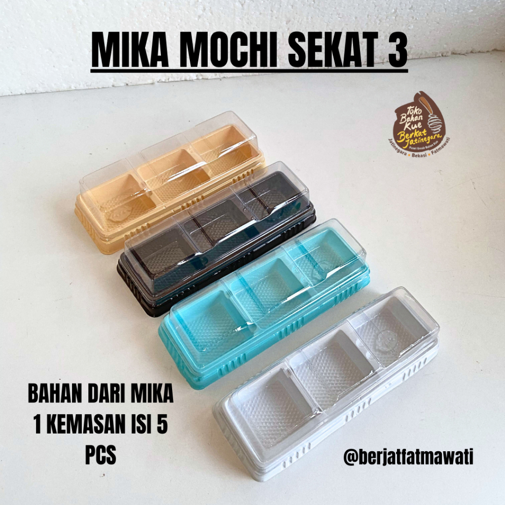 MIKA MOCHI SEKAT 3 + TUTUP / MIKA MOCHI ANEKA WARNA / MIKA MOCHI TEBAL ISI 5 PCS