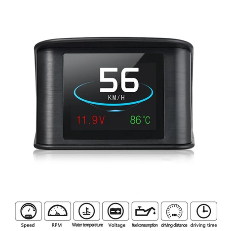 HUD Mobil Digital Display Kecepatan OBD2 HUD Mobil OBD2 On-board P10 - Black