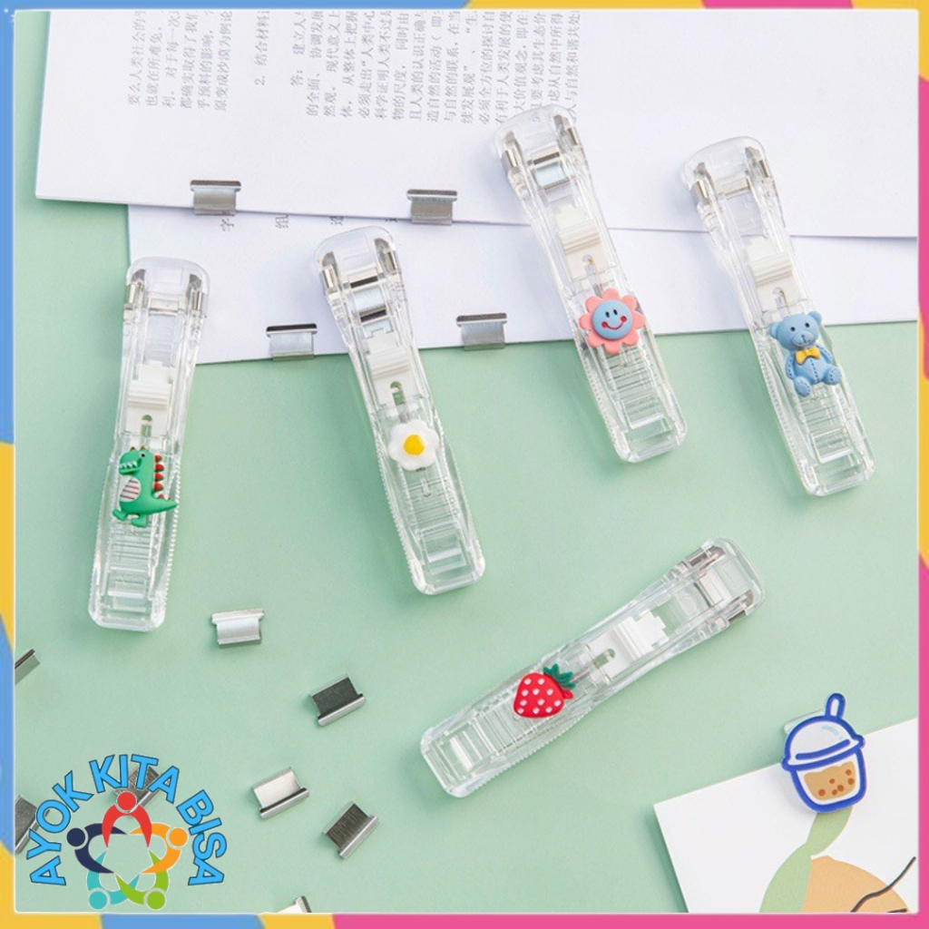 

AKB Kliper Penjepit Kertas Stapler Dorong Paper Clips Poratble Stainless Steel Staples Otomatis