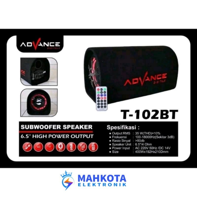 Speaker Advance Bluetooth T-102BT 6,5" Subwoofer Speaker T102BT