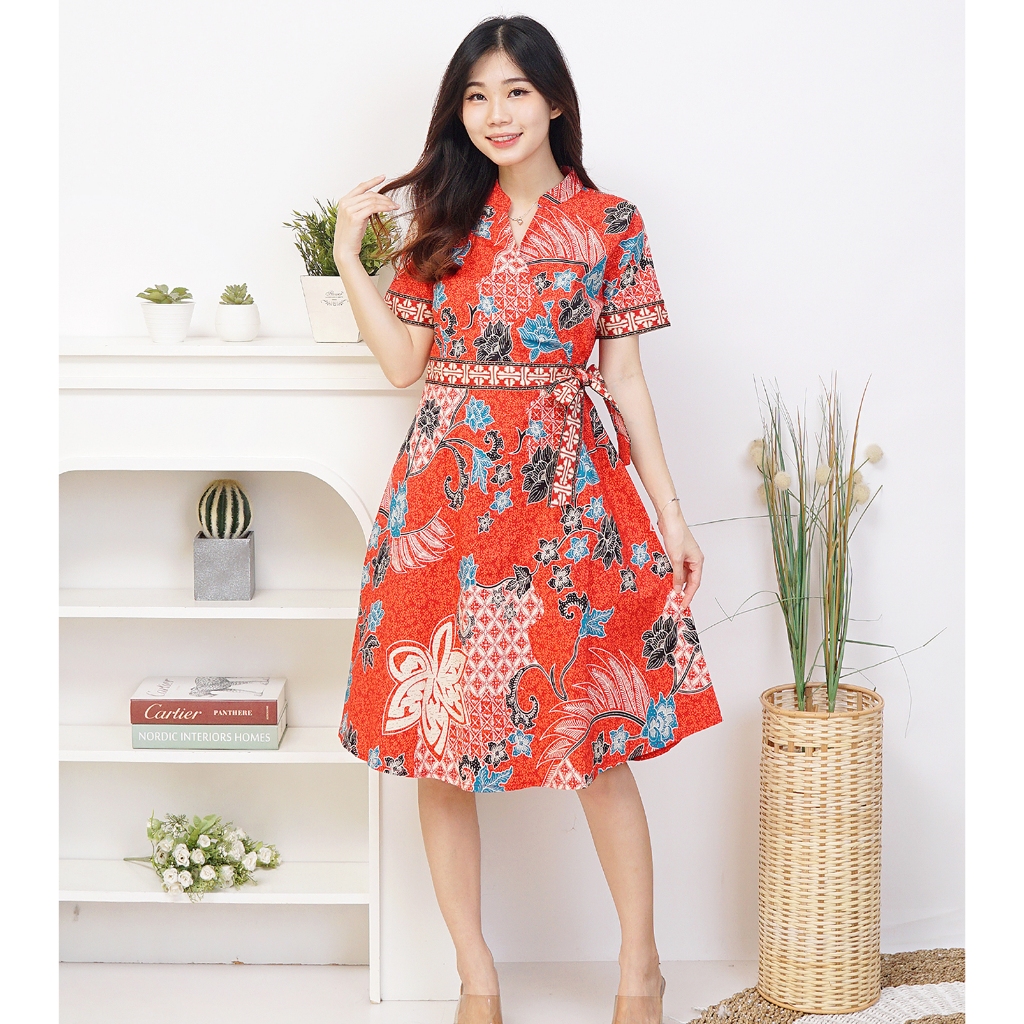 Ken - 310 Dress Batik Wanita Modern Busui / Baju Kondangan Premium / Gaun Pesta Natal Kekinian