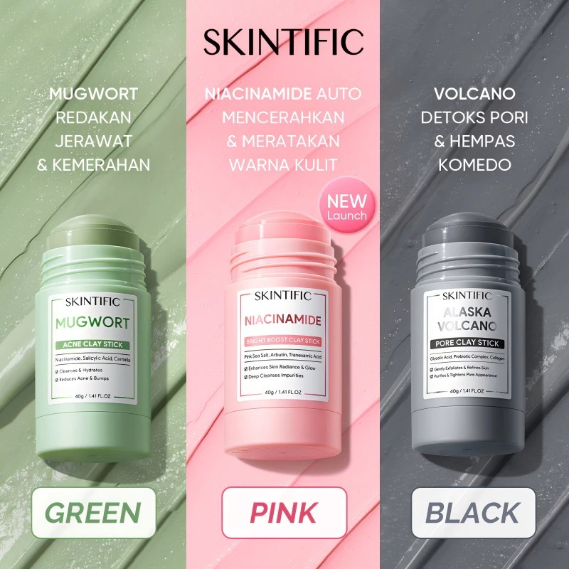 SKINTIFIC Clay Mask Stick / SKINTIFIC Masker Stik Wajah 40gr