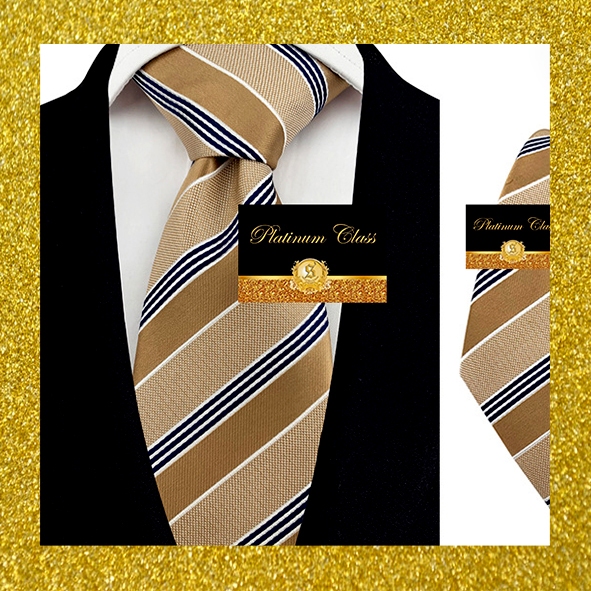 Dasi coklat muda susu kombinasi garis platinum class