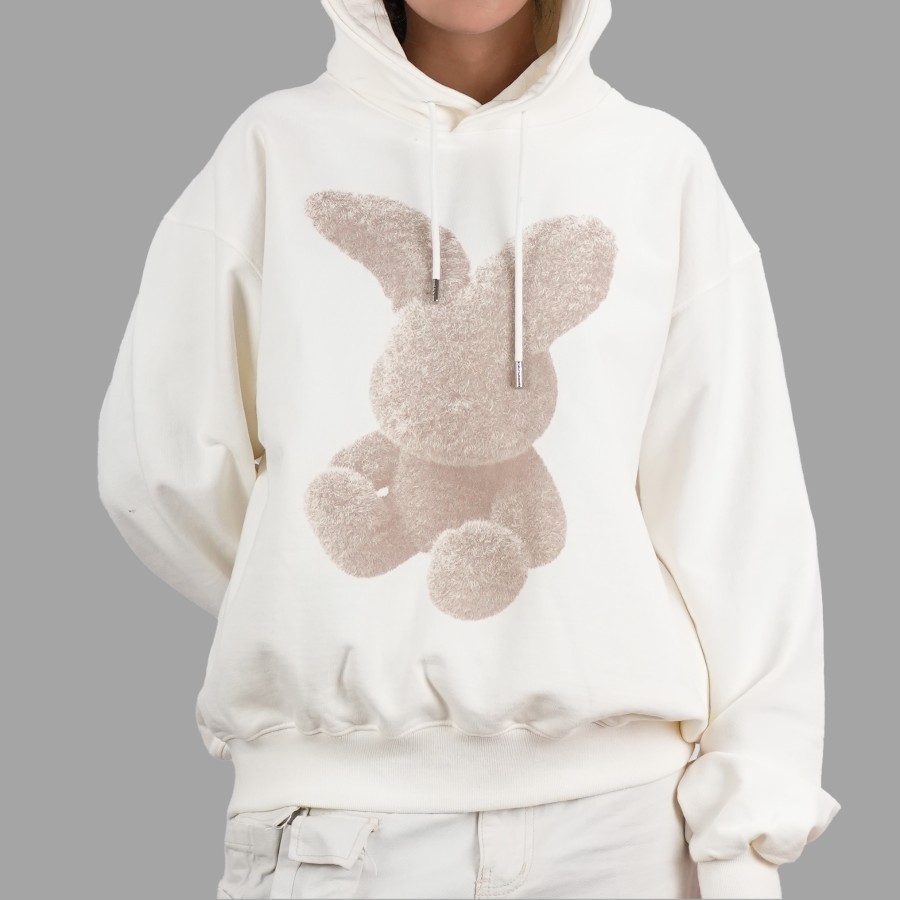 ADLV Fuzzy Rabbit Cream Hoodie