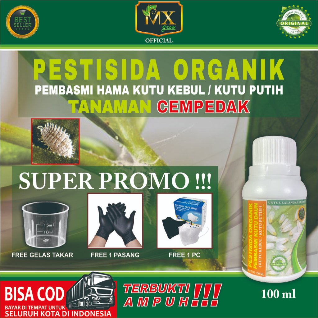 Pestisida Organik Pembasmi KUTU DAUN ( Kutu Kebul / Kutu Putih ) Untuk Tanaman CEMPEDAK 100 ml