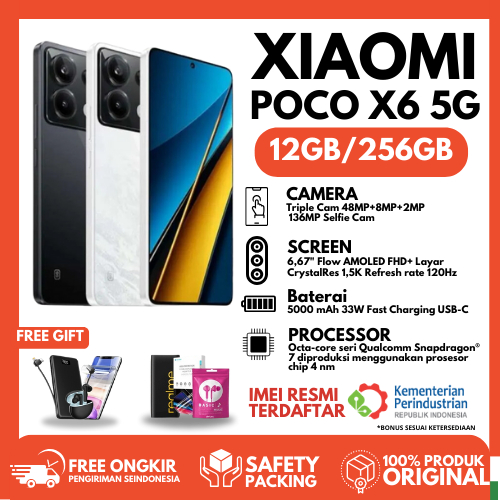 TERBARU XIAOMI POCO X6 5G RAM 12GB ROM 256GB [RAM 12 GB+ROM 256 GB] GARANSI | PRODUK ORIGINA