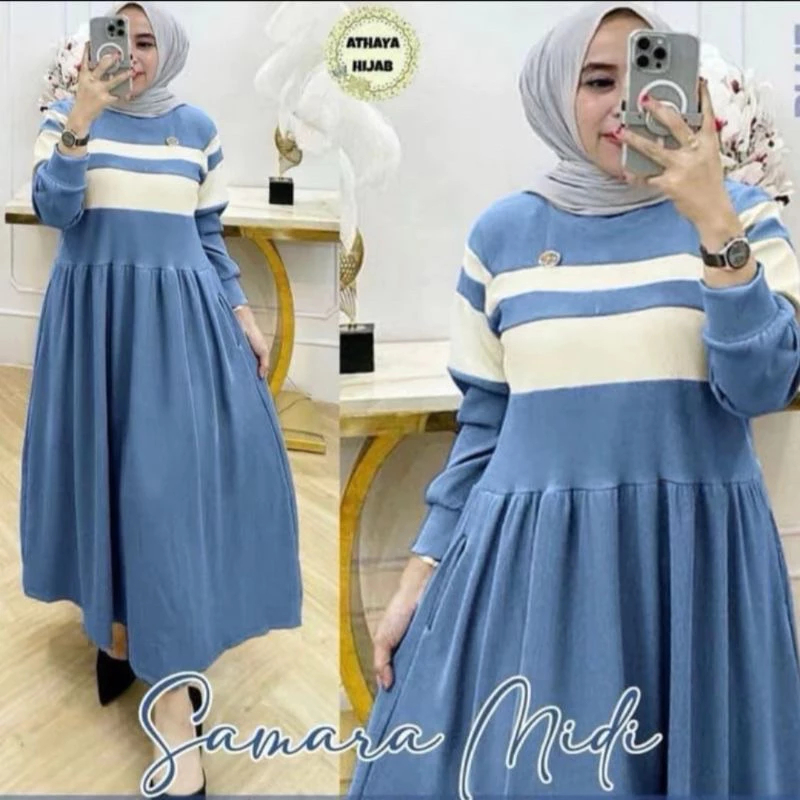 MIDI DRESS SAMARA MAXY CRINKLE AIRFLOW / SAMARA DRESS /SAMARA DRESS CRINKLE/SAMARA DRES WANITA POLOS