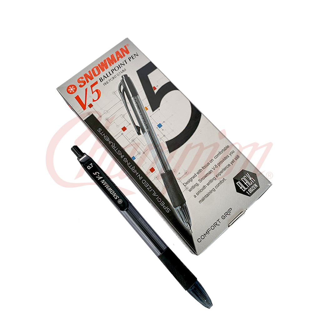 

Snowman V-5 Ball point Semi Gel 0.7mm Hitam isi 12/pack