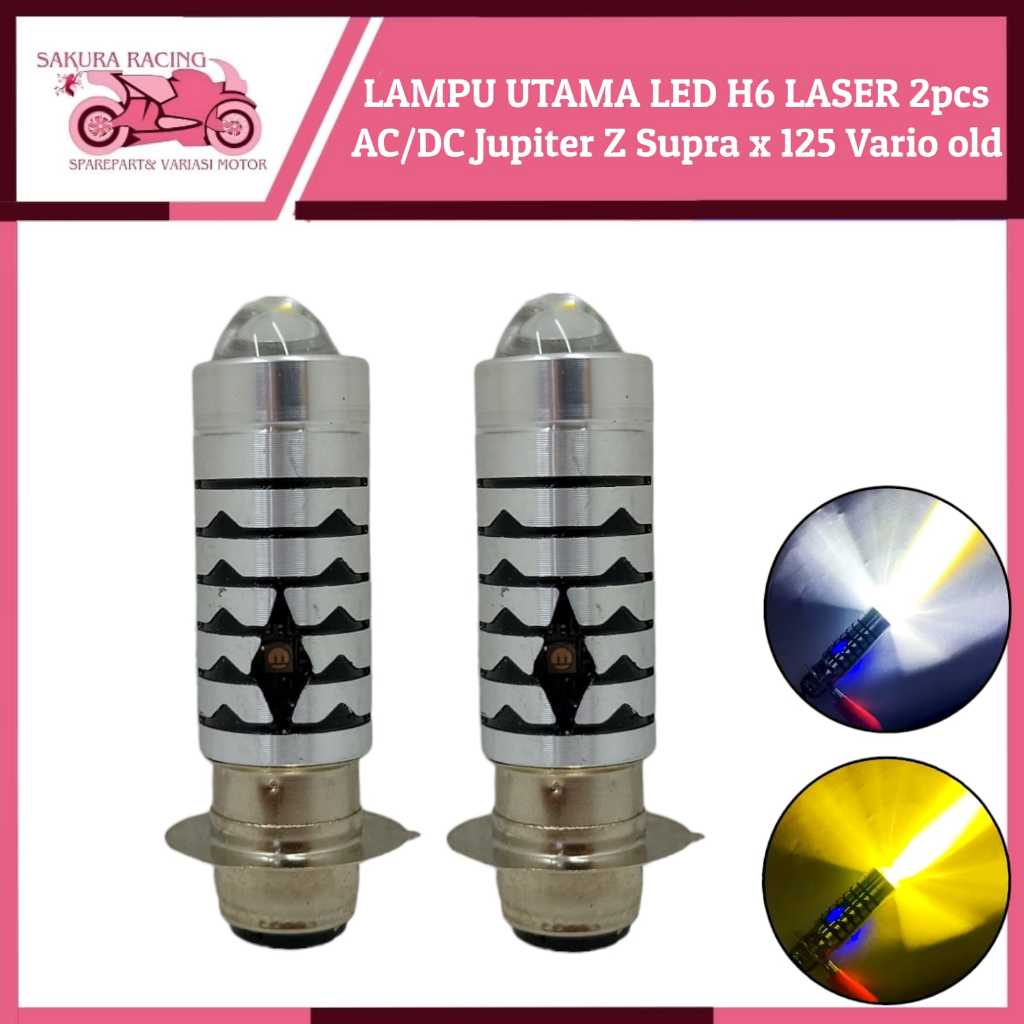 Lampu Utama Lampu depan LED H6 Laser Plus Senja Hi low Putih Kuning AC DC 2PCS Vario old Jupiter Z S
