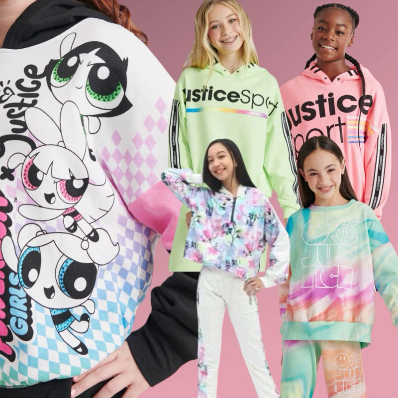 HEYKIDDY - Setelan BAJU + CELANA Hoodie crop JUSTICE anak Perempuan 5-18t