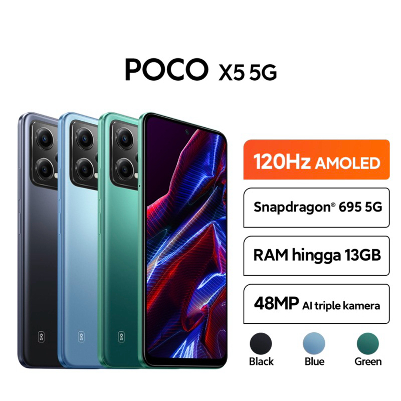 Xiaomi Poco X5 5G | Snapdragon 695 NFC | 5000 mAh | Fast Charger 33W | Garansi Resmi