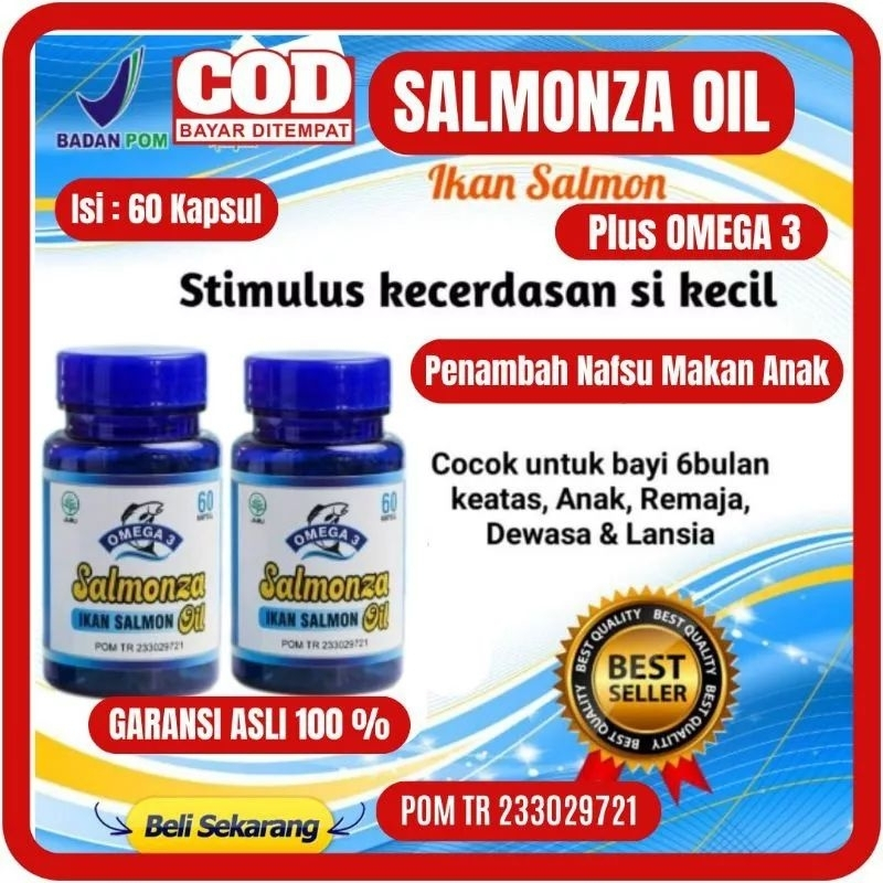 kapsul minyak ikan salmon SALMONZA OIL isi 60 kapsul Minyak Ikan Salmon Plus Omega 3 SQUALEN Nutrisi