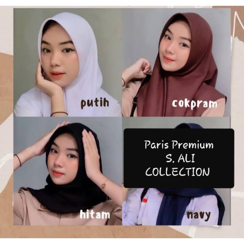 10pcs Hijab Paris Premium Samping Jahit Tepi Anti Letoy Ukuran Standar Kerudung Segi Empat Polos Sek