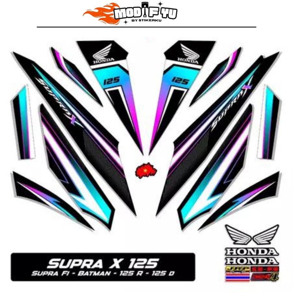 STRIPING SUPRA X 125 KARBU / MOTIF Y7 / BATMAN / 2007-2014 / STIKER SUPRA X125 R LAMA / STICKER SUPR