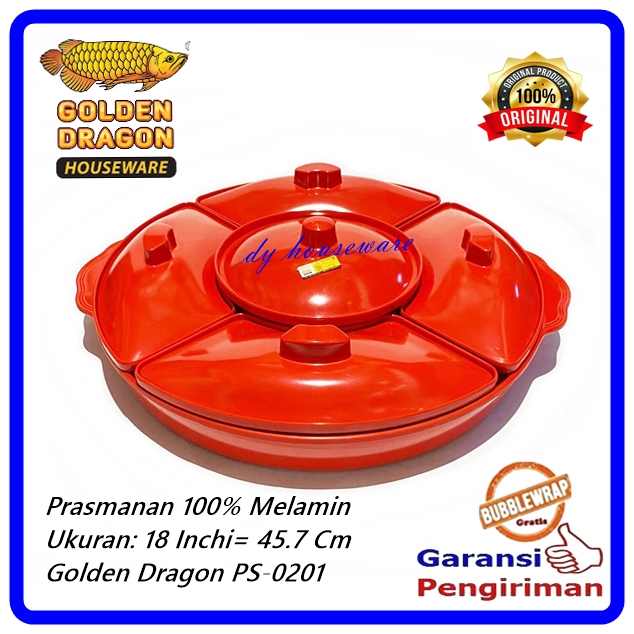 Wadah Saji Makanan Prasmanan Melamin Party Set Golden Dragon PS 0201 18 Inchi ( Ukuran Besar )