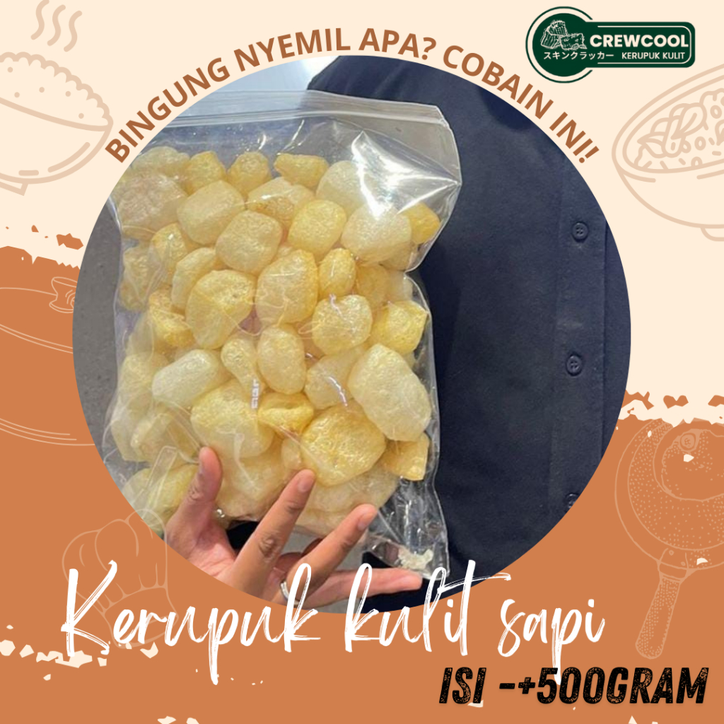

Kerupuk Kulit CrewCool Rasa Asin / Original Ukuran -+500 Gram