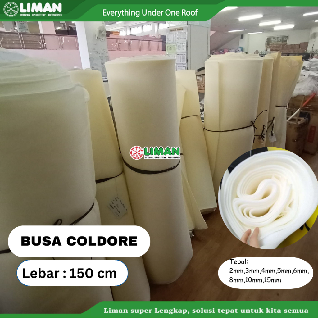 Busa Coldore Berbagai Ketebalan  (Lebar 150 cm)  Busa Lapis Meteran