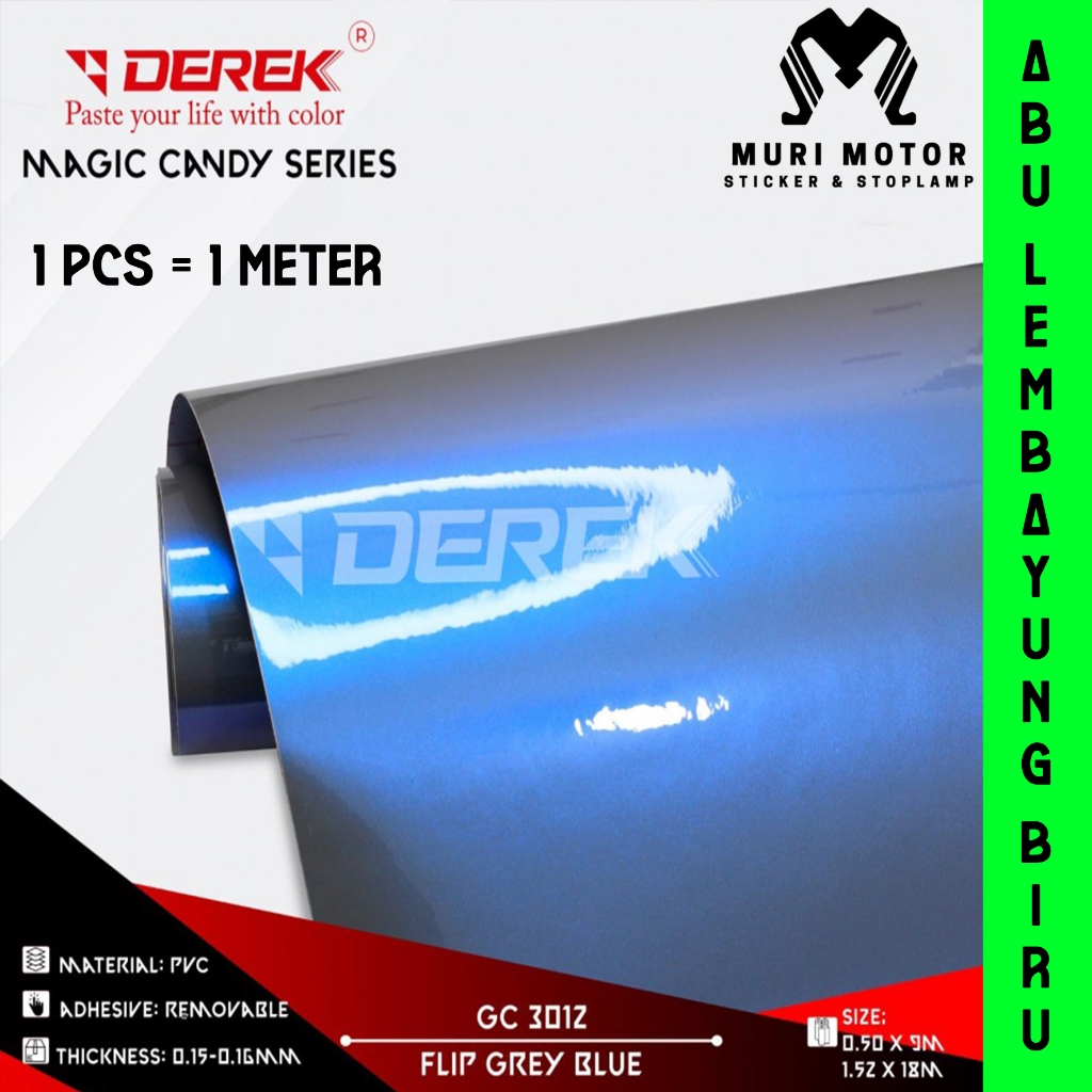 Skotlet abu lembayung biru bunglon Derek Stiker skotlite mutiara stiker Motor 1 Meter