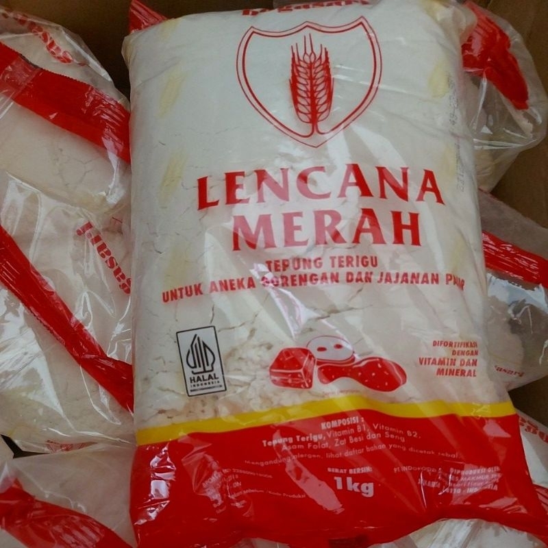 

Lencana merah Bogasari tepung terigu 1KG /12pcs ( 1 KRT )