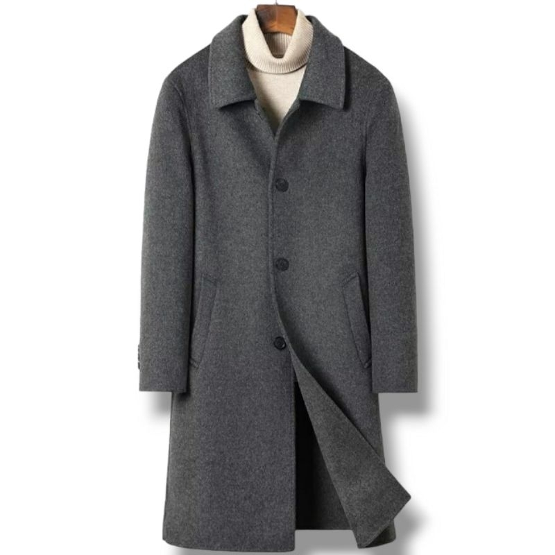 ZIVK Trench Coat Wool Laken Import Single Breasted Knee Length - Axel