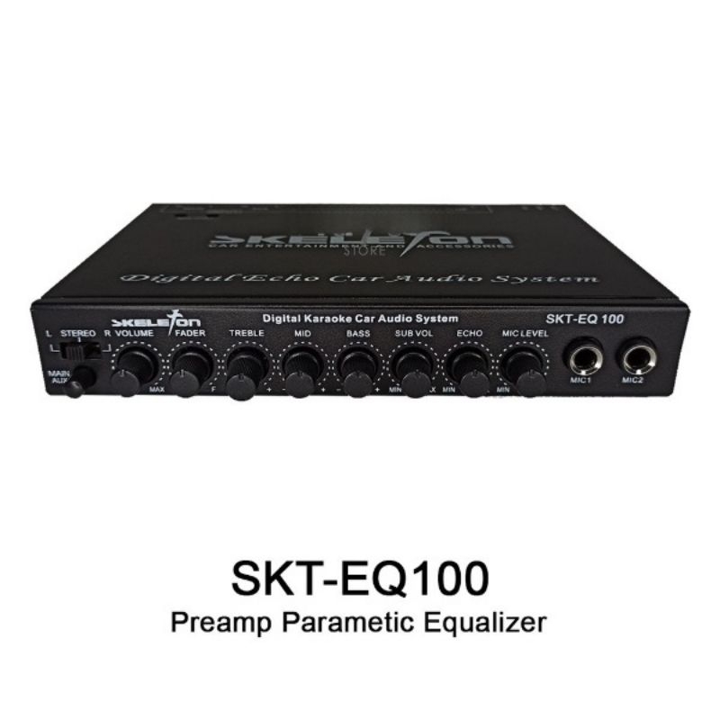 PARAMETRIC EQUALIZER SKELETON MOBIL EQ100 EQ200 EQ300 Dengan Subwoofer, Output Dan Karaoke