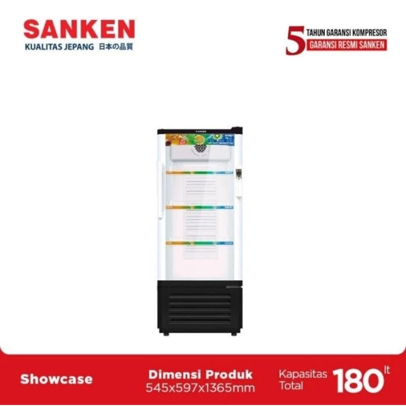 SANKEN SHOWCASE KULKAS PENDINGIN MINUMAN 3RAK 180L SRS-188