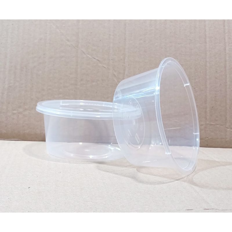 25pcs Thinwall Klir Round 300ml/Thinwall Mangkok Datar 300ml Klir