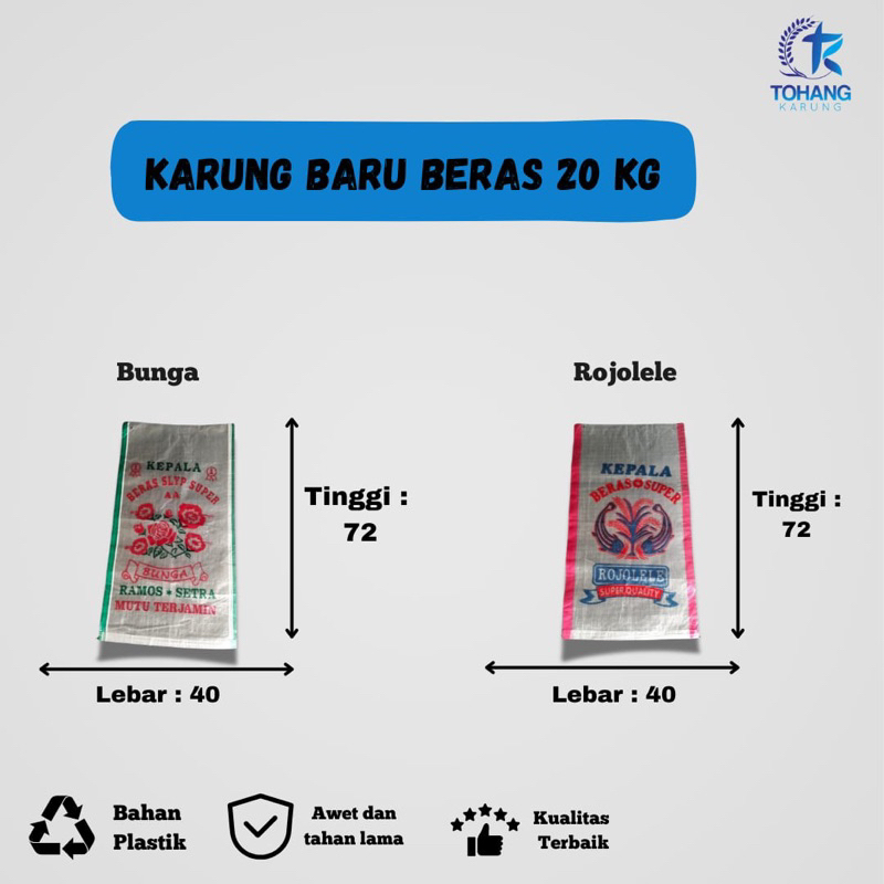 (10pcs) Karung plastik baru beras 20kg rojolele bunga