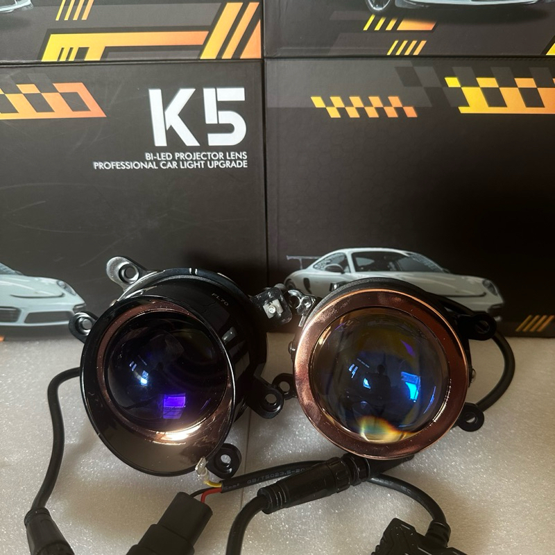Sepasang foglamp biled projector K5 3 inch 3 Warna Waterproof