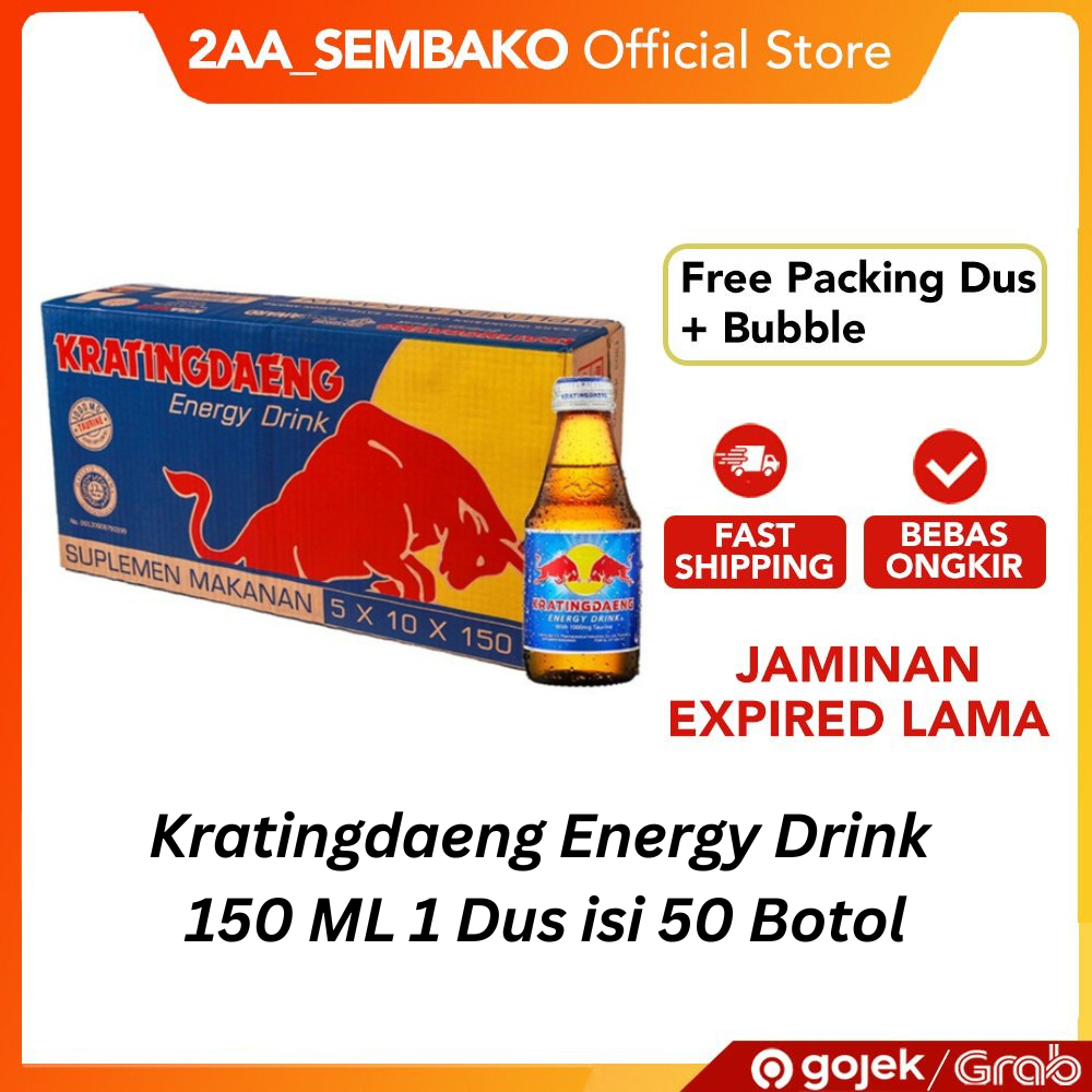 

Kratingdaeng Energy Drink 150 ML 1 Dus isi 50 Botol