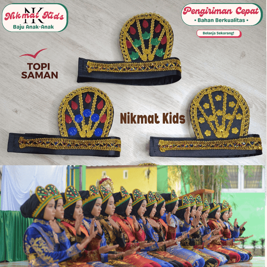 Topi saman aceh asesoris kepala tari aceh topi tari saman anak anak dewasa