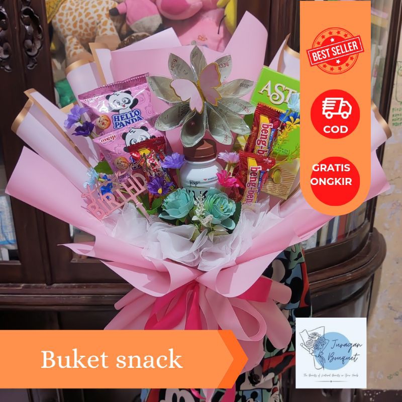 

Buket snack, buket uang, buket wisuda, buket hampers, buket cantik, buket murah, di juragan buket cantik