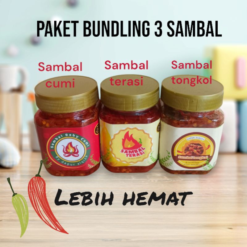 

paket bundling 3 sambal (variasi sesuai selera) paket bundling lebih hemat isi banyak tanpa bahan pengawet - lauk pauk