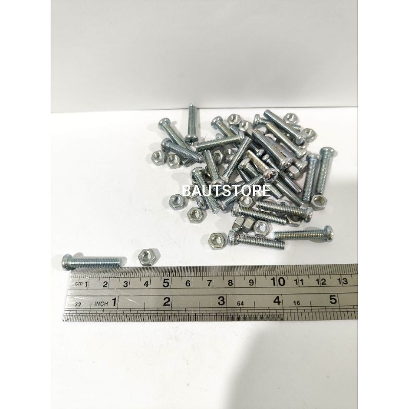 Baut Mur Obeng Baut 8/5mm x 25mm (Paket 100pcs)
