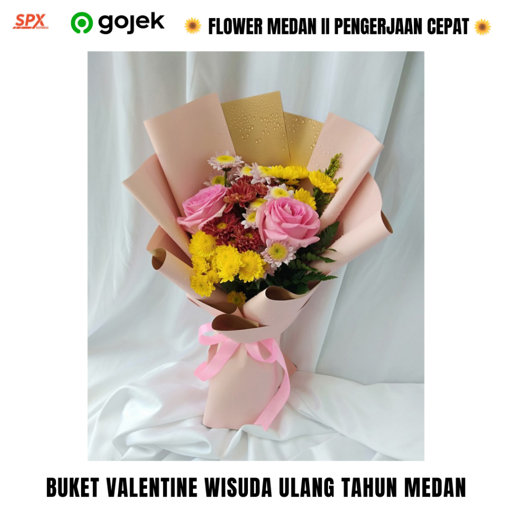 flower medan bunga asli buket bunga wisuda medan / buket bunga ulang tahun murah mawar pink