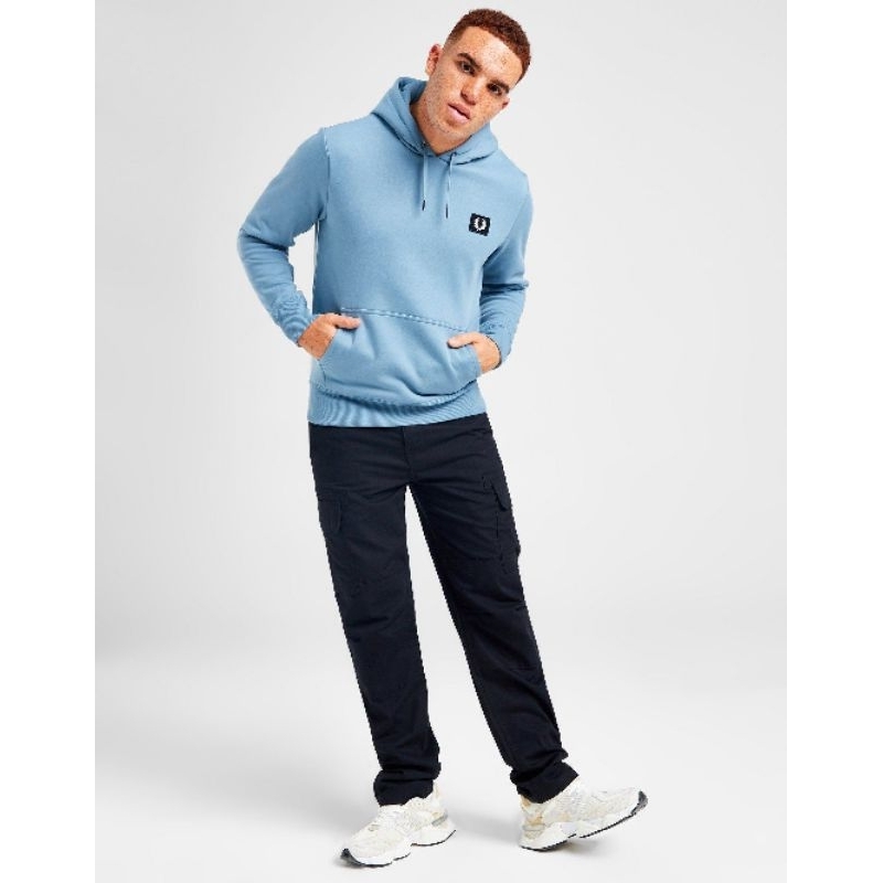 Fred Perry Badge Hoodie Ash Blue Original