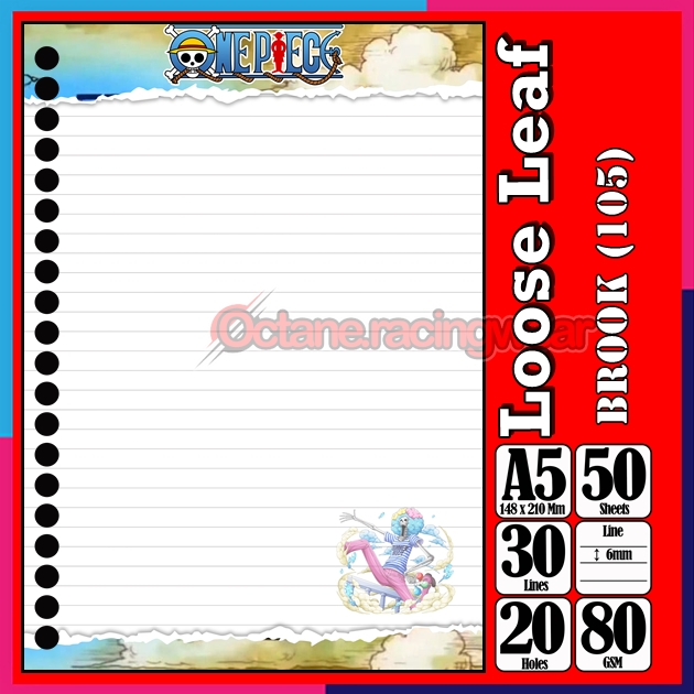 

Loose Leef Leaf A5 Isi 50 Lembar Binder Karakter Brook Brok Anime One PieceTerbaru Polos refil Refill Vol-3