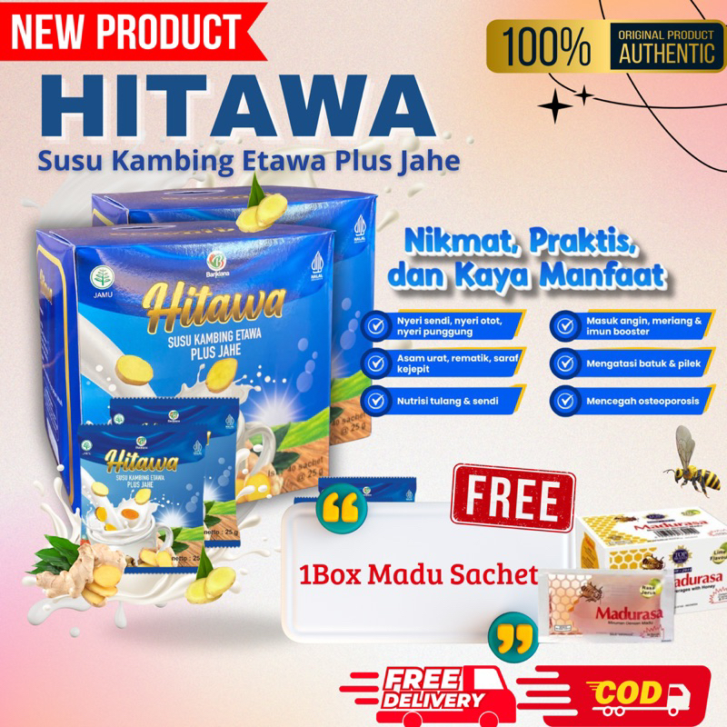 

HITAWA [1 BOX][40SACHET] SUSU KAMBING PLUS JAHE, Menyembuhkan Asam Urat,Nyeri Sendi,Menguatkan Tulang,Sakit Pinggang