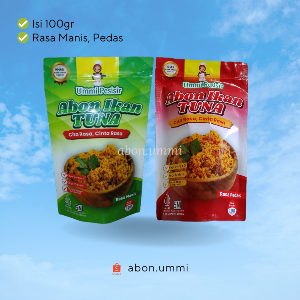 

Abon Ikan Tuna Ummi - isi 100gr rasa manis dan pedas - asli original halal PAREPARE COD