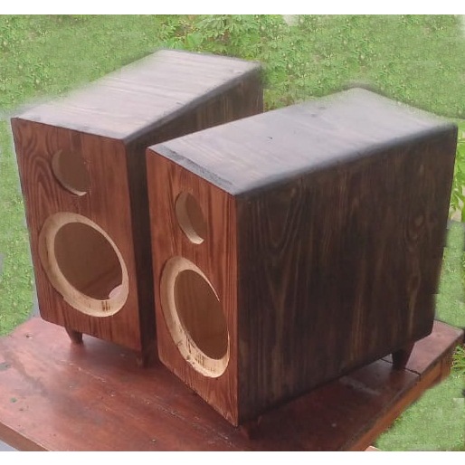 Box Speaker Custom DIY 5" Kayu Jati Belanda Plitur Bakar