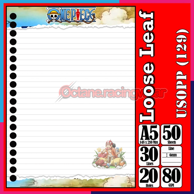 

Loose Leef Leaf A5 Isi 50 Lembar Binder Karakter Usop Ussop Anime One PieceTerbaru Polos refil Refill Vol-35