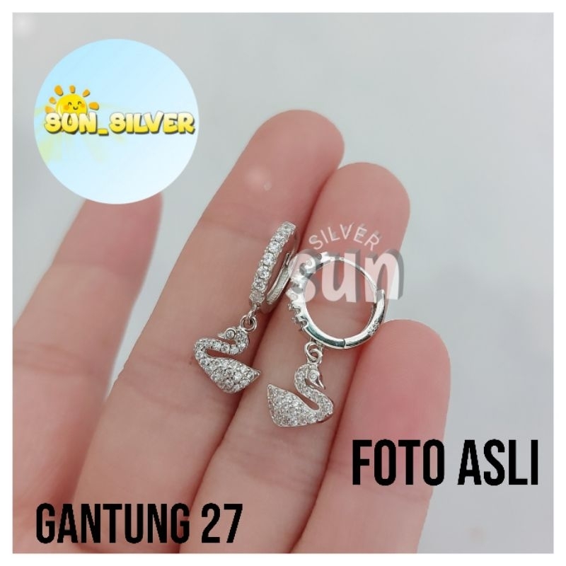 ANTING JEPIT GANTUNG ANGSA PERAK 925 LAPIS MAS PUTIH GANTUNG 27