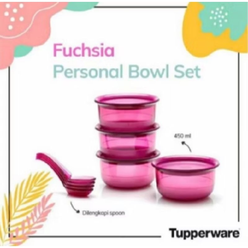 Fuchsia Personal bowl set with spoon (4) tupperware