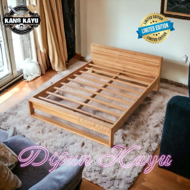 Dipan kasur ranjang kayu minimalis ukuran 180x200x20cm