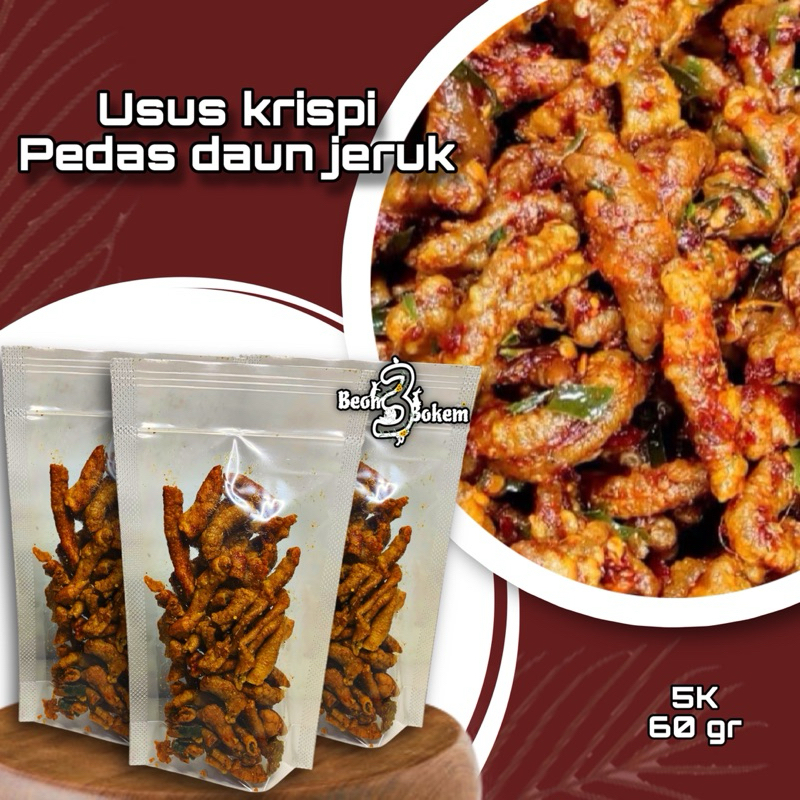 

Usus krispi PEDAS DAUN JERUK ( harap CO packing tambahan )
