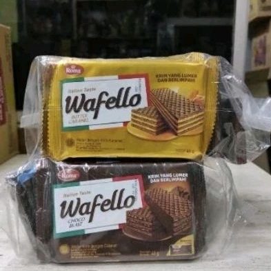 

WAFELO WAFER CREAM coklat/caramel 43 GRAM X 10 BUNGKUS