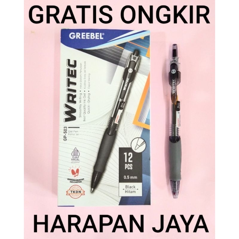 

Gel Pen GP-503 Writec GREEBEL 0.5mm Per Lusin ( ISI 12 PCS )