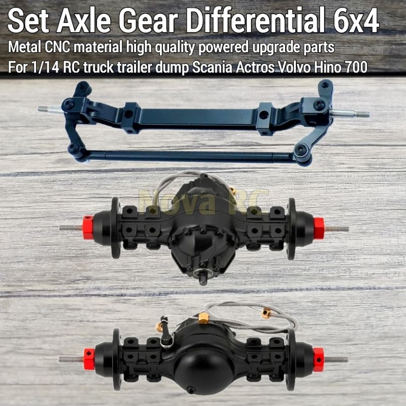 Set axle gear poros gardan 6x4 Rc truck tamiya 1/14 dengan sistem gigi diferensial