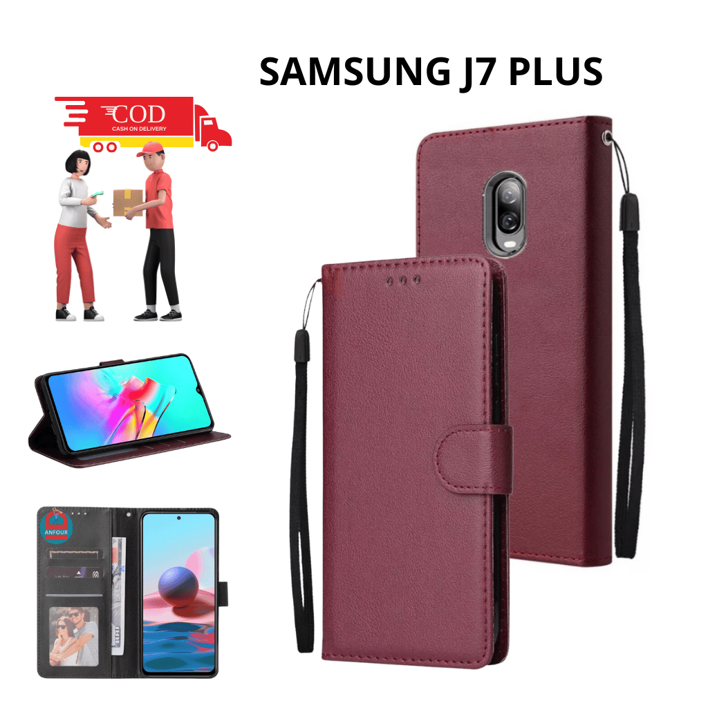 CASE HP SAMSUNG J7 PLUS CASE DOMPET FLIP CASE WALLET FLIP LEATHER CASE PREMIUM-FLIP WALLET